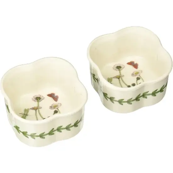 Portmeirion Botanic Garden 3.5" Scallop Ramekin (Set of 2) - Daisy Motif, Fine Porcelain Mini Bowls, Dishwasher, Microwave, Freezer, Oven Saf image {3}