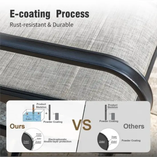 Captiva Designs 9pc Patio Dining Set with Slat-top Adjustable Steel Rectangle Table & Padded Textilene Swivel Chairs image {14}