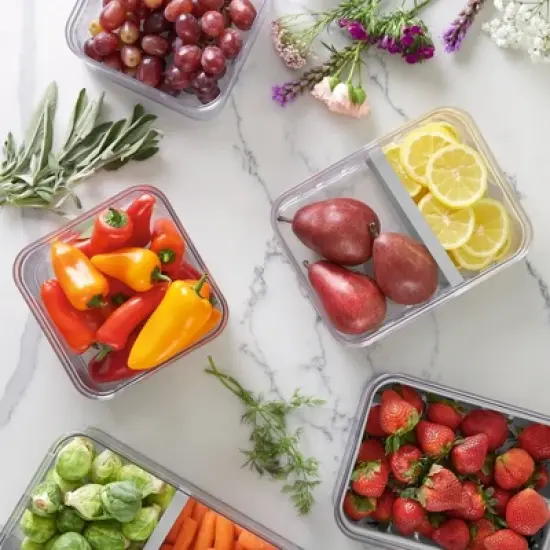 iDESIGN 5pc Recycled Plastic Refrigerator Organizer Bin Set with Lids image {7}