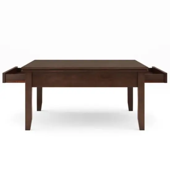 Stratford Square Coffee Table Russet Brown - Wyndenhall: Storage, 2 Drawers, Transitional Style, Pine & Plywood image {4}