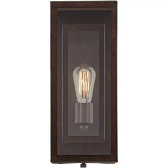 Possini Euro Design Modern Industrial Farmhouse Rustic Outdoor Wall Light Fixture Bronze 15 1/2" Clear Glass for Exterior Barn Deck House Porch Yard image {4}