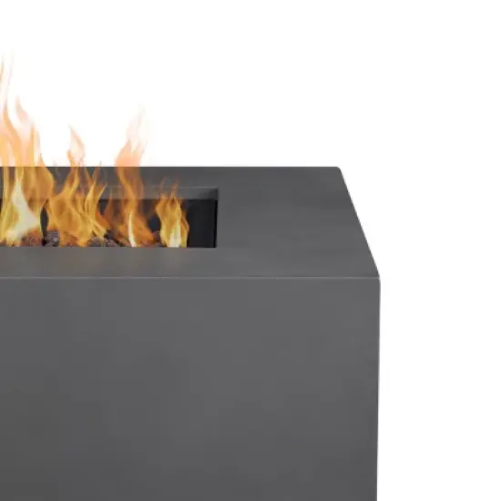 Aegean Square Fire Table with NG Conversion Weather Slate - Real Flame: Steel Lid, Lava Rock, Protective Cover image {3}