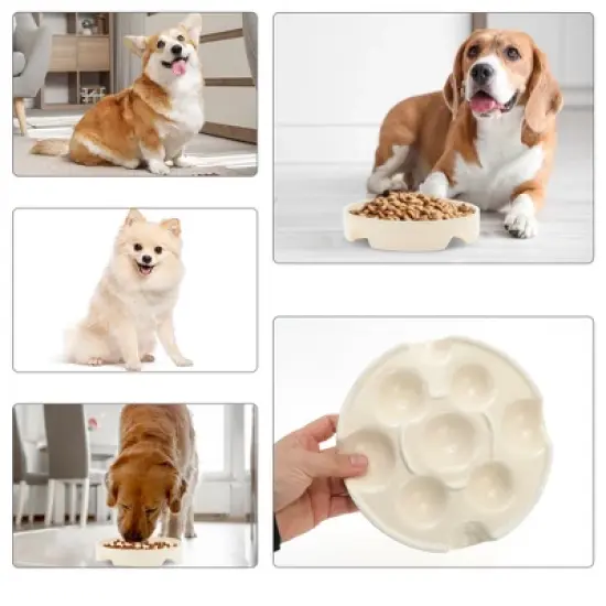 Unique Bargains Ceramic Slow Feeder Dog Bowls 1 Pc image {4}