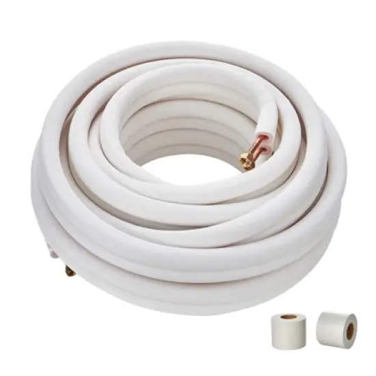 VEVOR 50FT Mini Split Line Set, 1/4" & 1/2" O.D Copper Pipes Tubing and Triple-Layer Insulation, for Mini Split Air Conditioning Refrigerant, White image {8}
