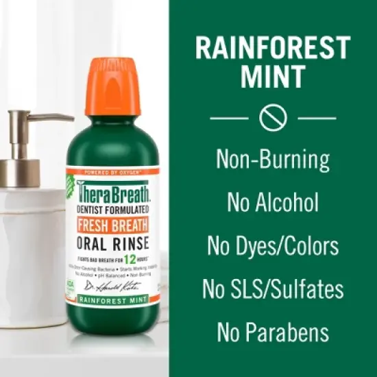 TheraBreath Fresh Breath Mouthwash Alcohol-Free - Rainforest Mint image {4}