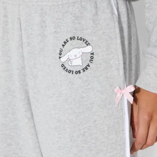 Women's Cinnamonroll Fleece Graphic Pants - Light Gray image {3}