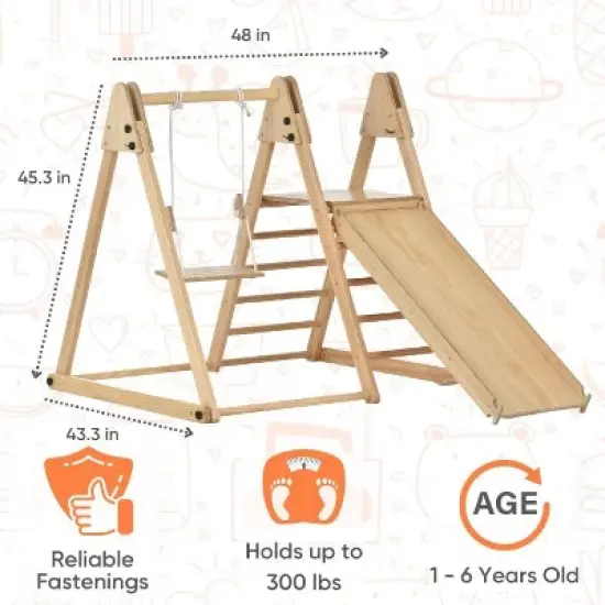 Avenlur Juniper - Real Wood 5-in-1 Folding Playset with Climber, Swing and Slide image {4}
