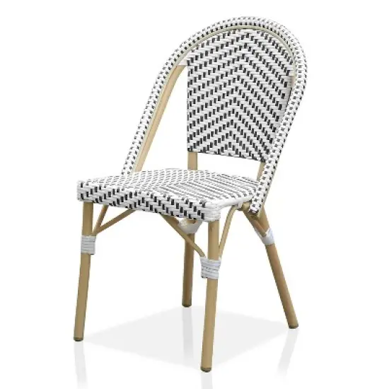 Arna 2pk Wicker Patio Side Chairs - Black/White - miBasics image {1}