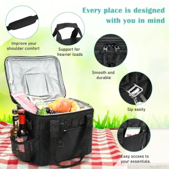 Tirrinia 24 Cans Soft Sided Cooler, 100% Leakproof Adjustable Strap with Bottle Opener, Camping Essentials image {4}