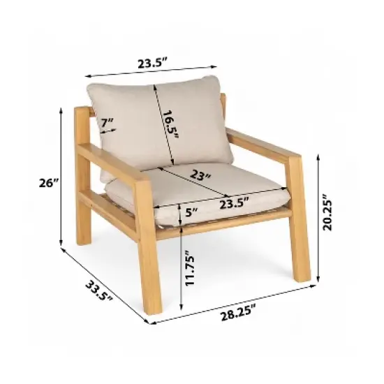 Christopher Knight Home Ihab Patio Rope Weave Acacia Wood Club Chair with Water-Resistant Cushion, Brown/Beige image {2}