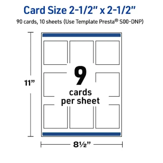 Avery Printable Square Cards, Gold & Navy Border with Florals, 2.5" x 2.5", Matte White Square Cards, Laser/Inkjet, 90ct, Great for Business Cards image {4}
