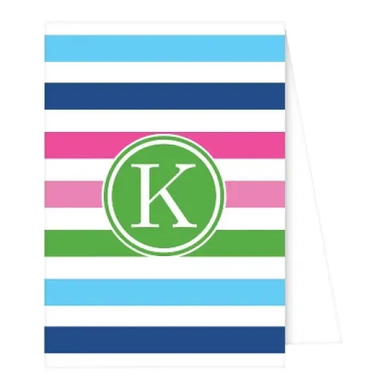 10ct Note Cards - Preppy Stripe Monogram - K image {1}