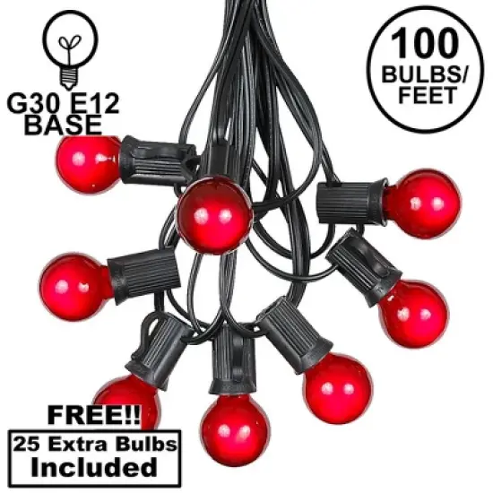 Novelty Lights 100 Feet G30 Globe Outdoor Patio String Lights, Black Wire image {11}