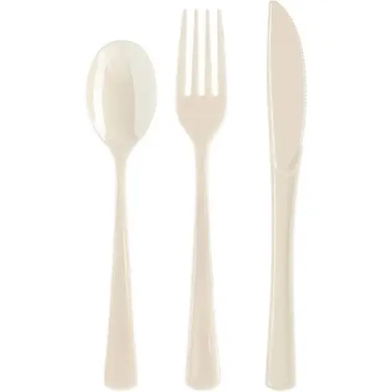 Exquisite Solid Color Plastic Utensil Cutlery Set Forks Spoons Knives- 150 Pack image {14}