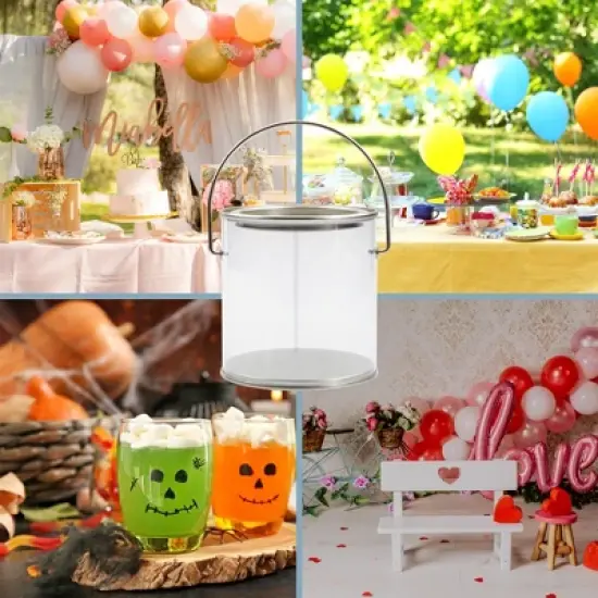 Cornucopia Brands Mini Clear Plastic Paint Cans, 6pk; 3in Tall Miniature Paint Cans for Party Use image {5}