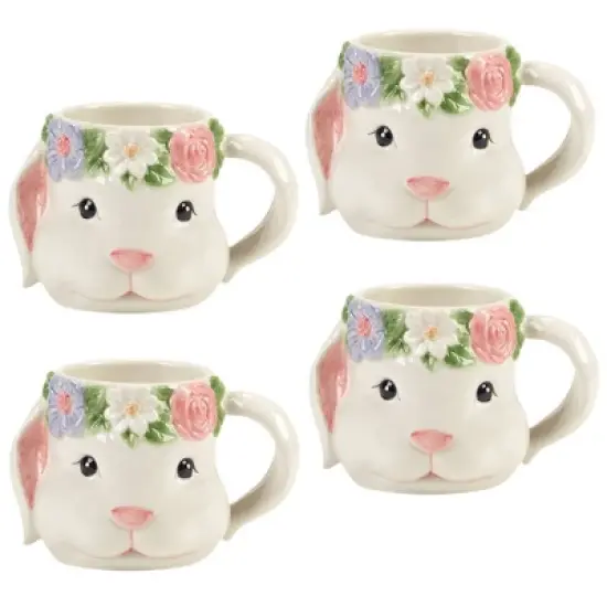 Certified International (Set of 4) 18oz Easter Morning 3D Bunny Mugs image {4}