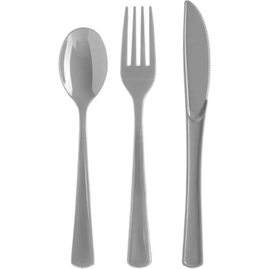 Exquisite Solid Color Plastic Utensil Cutlery Set Forks Spoons Knives- 150 Pack image {22}