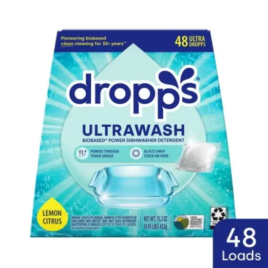 Dropps Dish UltraWash Biobased Detergent Pods - Lemon Citrus - 48ct image {10}