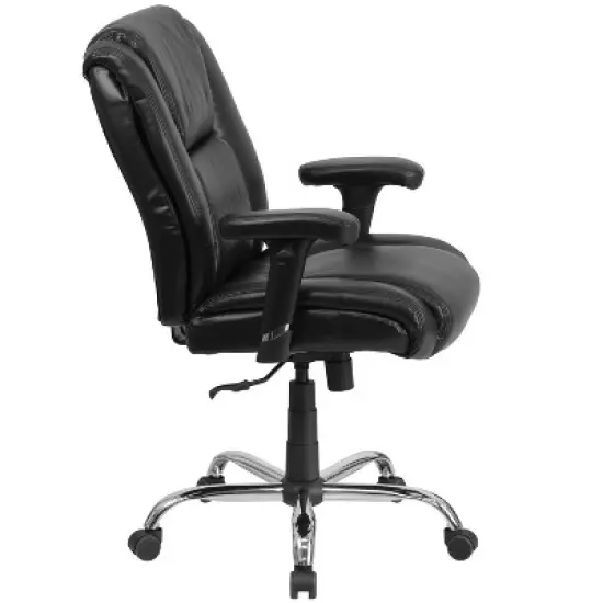 Flash Furniture HERCULES Series Big & Tall 400 lb. Rated Black LeatherSoft Ergonomic Task Office Chair with Chrome Base and Adjustable Arms image {7}