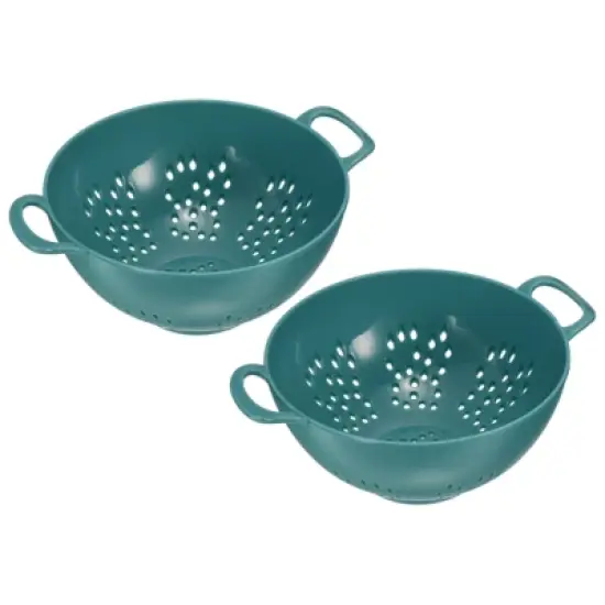 Unique Bargains Food Rice Washing Plastic Vegetable Basket Colander with Handle 2 Pcs image {3}