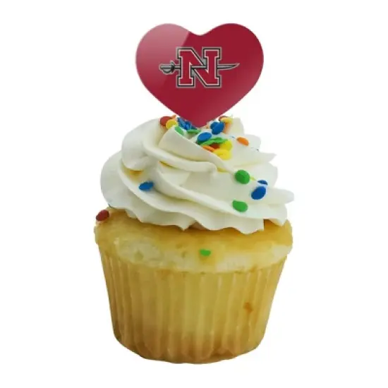 Nicholls State University Primary Logo Heart Love Cupcake Picks Toppers Decoration Set of 6 image {4}