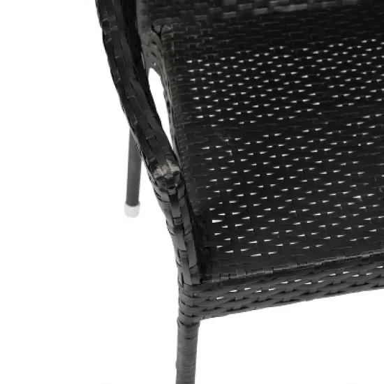 Flash Furniture Ethan Set of 4 Commercial Grade Stacking Patio Chairs, All Weather PE Rattan Wicker Patio Dining Chairs image {7}