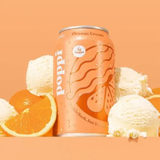 Poppi Orange Cream Prebiotic Beverage - 12 fl oz Can image {2}