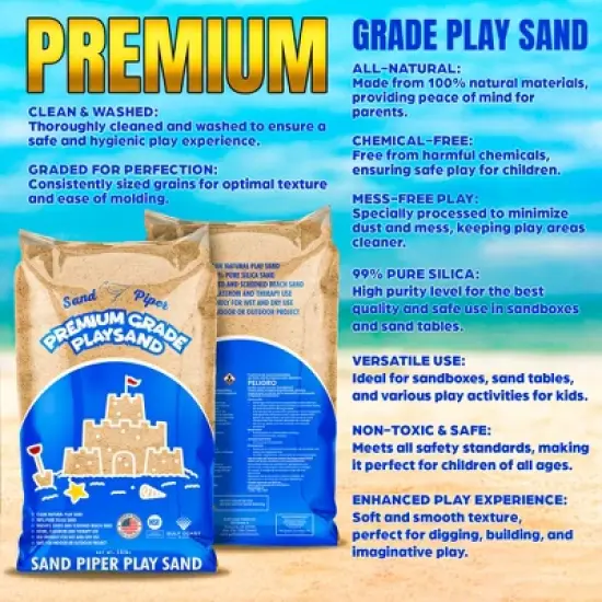 SandPiper 25 Pound Premium Grade Multi-Use Play Sand with Chemical Free Formula for Sandboxes, Pet Areas, Pavers, and Walking Stones, 3 Pack image {2}
