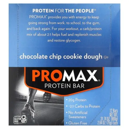 NuGo Nutrition ProMax Protein Bar, Chocolate Chip Cookie Dough, 12 Bars, 2.64 oz (75 g) Each image {4}