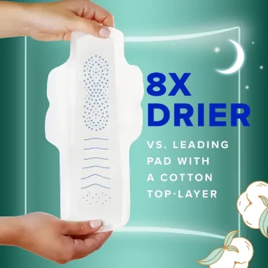 Always Extra Heavy Overnight Pure Cotton Pads with Wings - Size 5 - 18ct image {5}