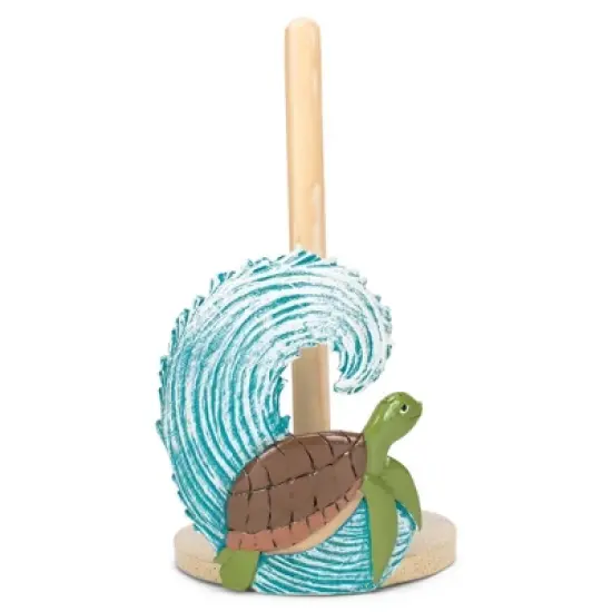 Elanze Designs Turtle Ocean Wave 12 inch Resin and Wood Paper Towel Holder image {5}