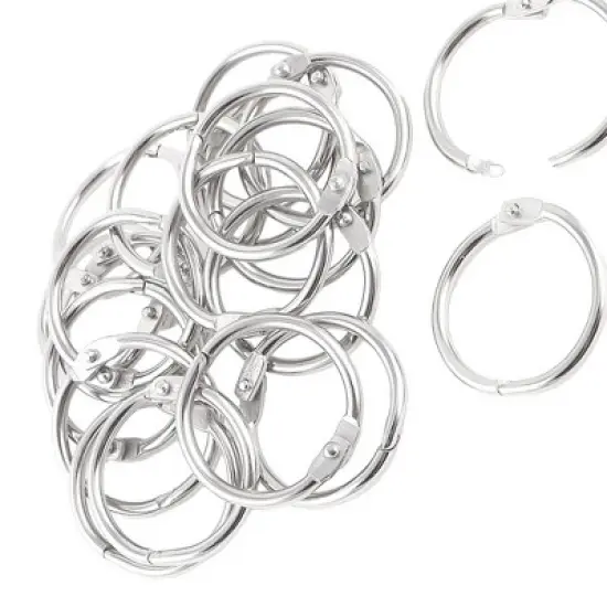 Unique Bargains Scrapbooking 3cm OD Loose Leaf Ring Keychain Metal Binder Clips 1.2x1.2x0.1inch Silver 20 Pcs image {3}