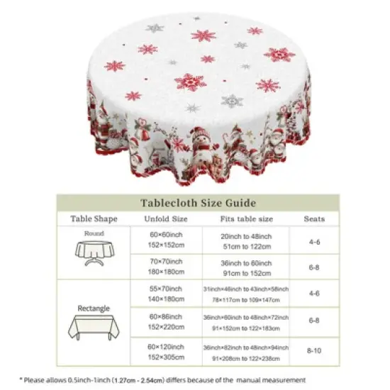 LOVEVOOK Christmas Tablecloth, Snowman Tablecloth, Snowflake Table Cloths Stain Resistant Dining Table Cover for Holiday Decor image {7}