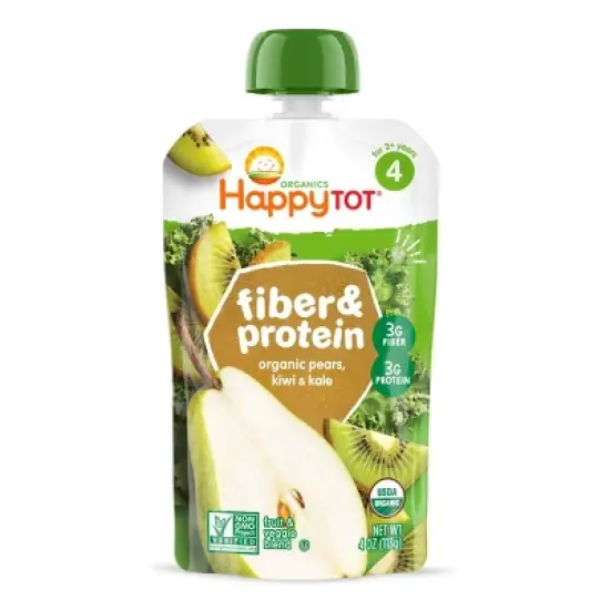 HappyTot Fiber & Protein Organic Pears Kiwi & Kale Baby Food Pouch - 4oz image {9}