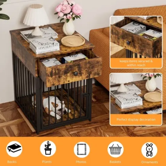 JUJABU Indoor Pet Crate End Table for Small Dog image {3}