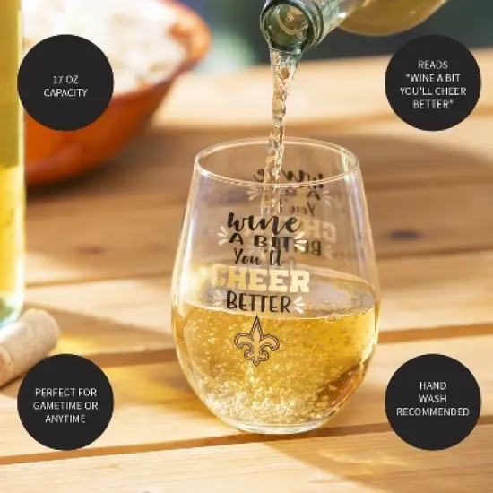 Evergreen New Orleans Saints, 17oz Boxed Stemless Wine image {4}