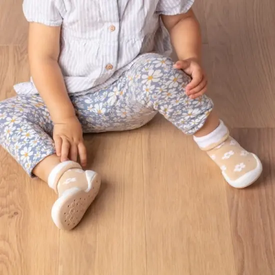 Komuello Toddler Girl First Walk Sock Shoes - Daisie Latte image {6}