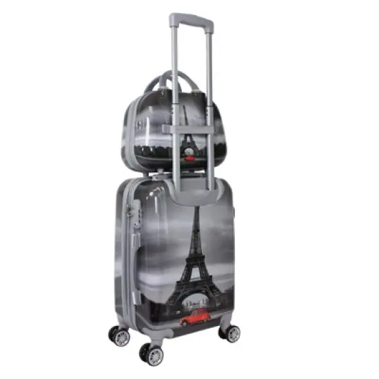World Traveler Destination 2-Piece Carry-on Hardside Spinner Luggage Set - Paris image {1}