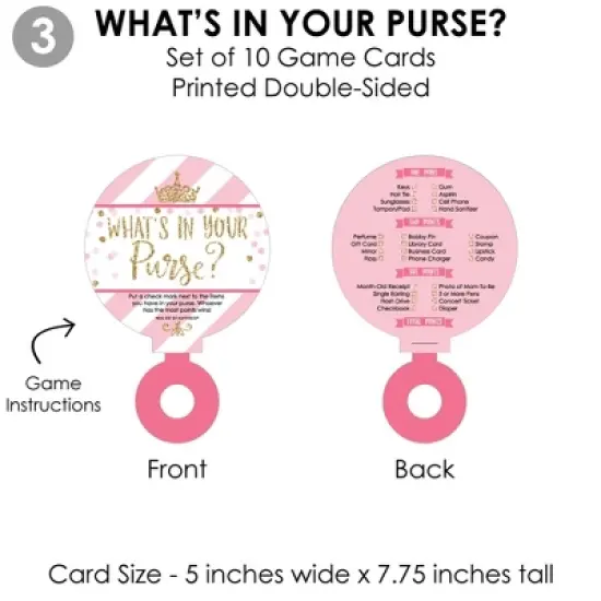 Big Dot of Happiness Little Princess Crown - 4 Pink and Gold Princess Baby Shower Games - 10 Cards Each - Gamerific Bundle image {5}