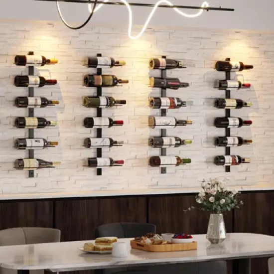 Itopfox 36 Bottle Wall Mounted Wine Rack, Modular Hanging Rack for DIY Display, Detachable 3 Pack Bottle Holder, Black Metal Storage for Bar, Cellar image {3}