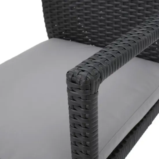 Corsica Set of 2 Wicker Dining Chair with Cushions - Gray - Christopher Knight Home image {7}