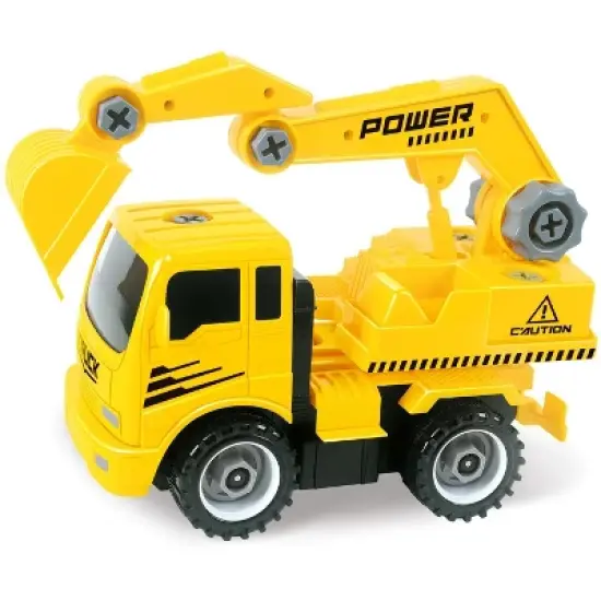 Link Worldwide Ready! Set! Play! 115 Piece Take-A-Part Pull Back Powered Construction Truck  With Crane, Excavator, Mixer, And Dump Truck image {3}