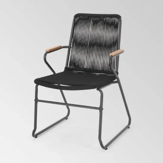 Moonstone 3pc Rope Weave Modern Chat Set - Black - Christopher Knight Home image {2}