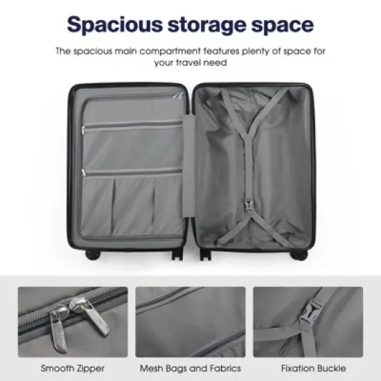 SKONYON 3-Piece Hardshell Luggage Set Durable ABS+PC Suitcase with Spinner Wheels, TSA Lock & YKK Zipper image {3}