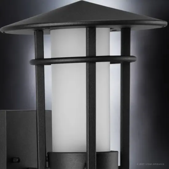 Urban Ambiance Luxury Mid-Century Modern Outdoor Wall Sconce 12''H x 9.125''W,  Midnight Black Finish,  Riverside Collection, UHP1310 image {4}