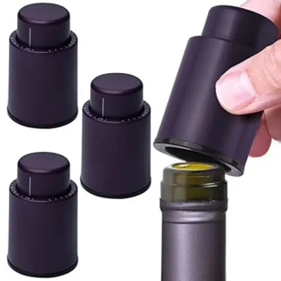 Maplefield Vacuum Wine Stoppers - Leak-Proof Vacuum Pump Wine Preserver - Resealable Wine Vacuum Stopper - Plastic - 4 Pack, Purple image {8}