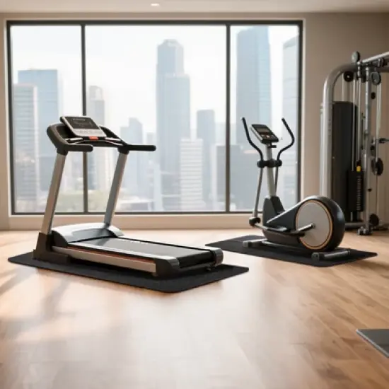 VEVOR Foldable Walking Pad Treadmill Mat, 1/4" Thick, 24" x 68" Exercise Equipment Mat, High Density PVC Floor Protector, Black image {1}