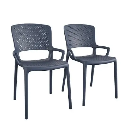 2pk Indoor/Outdoor Stacking Resin Chairs with Square Back & Arms - Room & Joy
 image {9}