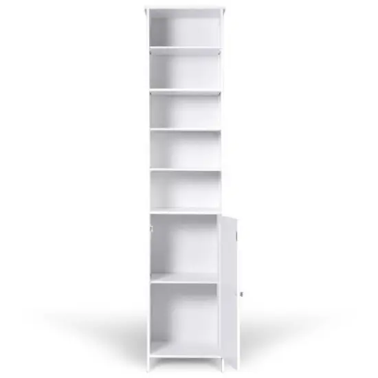 Costway 72''H Bathroom Tall Floor Storage Cabinet Shelving Display Grey\White image {7}