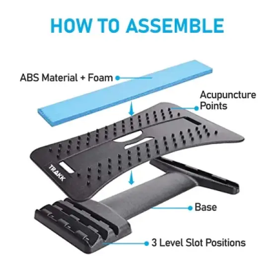 TRAKK Back Stretching Device, Back Massager for Bed & Chair & Car, Multi-Level Lumbar Support Stretcher Spinal, Lower and Upper Muscle Pain Relief image {3}